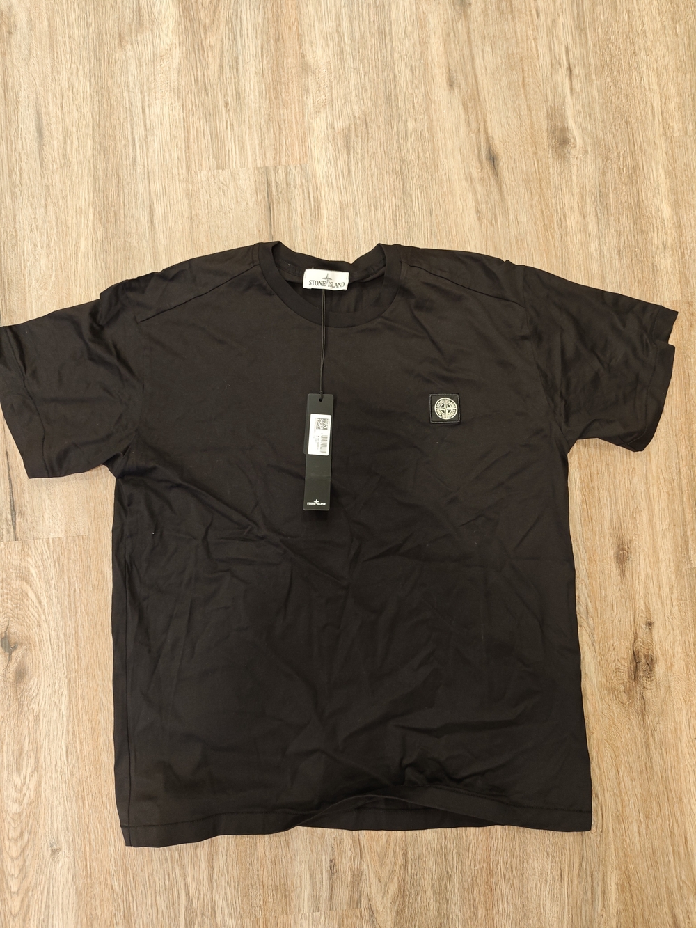 [TOP] Stone Island Men's Black Logo Patch T-Shirt